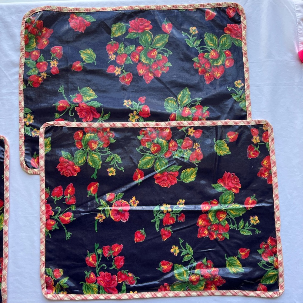4PC April Cornell Home Collection Strawberry Oil PM Rose Floral Placemat SET - Picture 8 of 16
